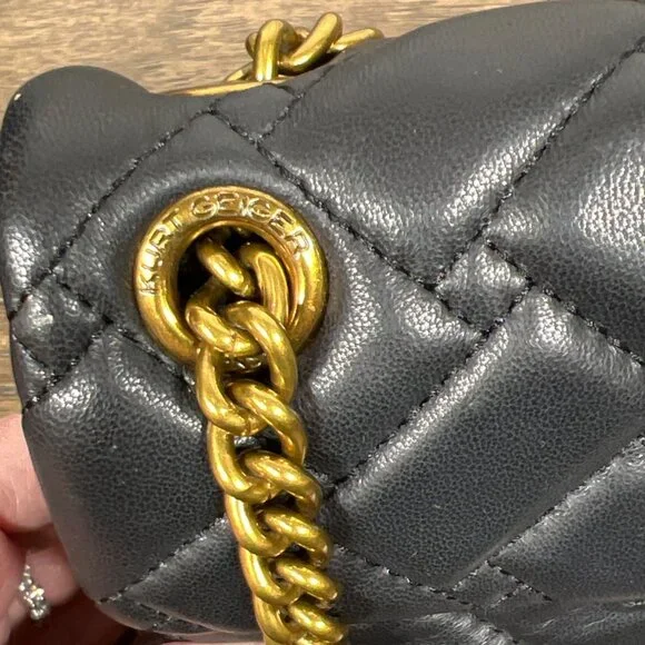 KURT GEIGER Mini Kensington Quilted Bag Black EUC - Picture 3 of 9